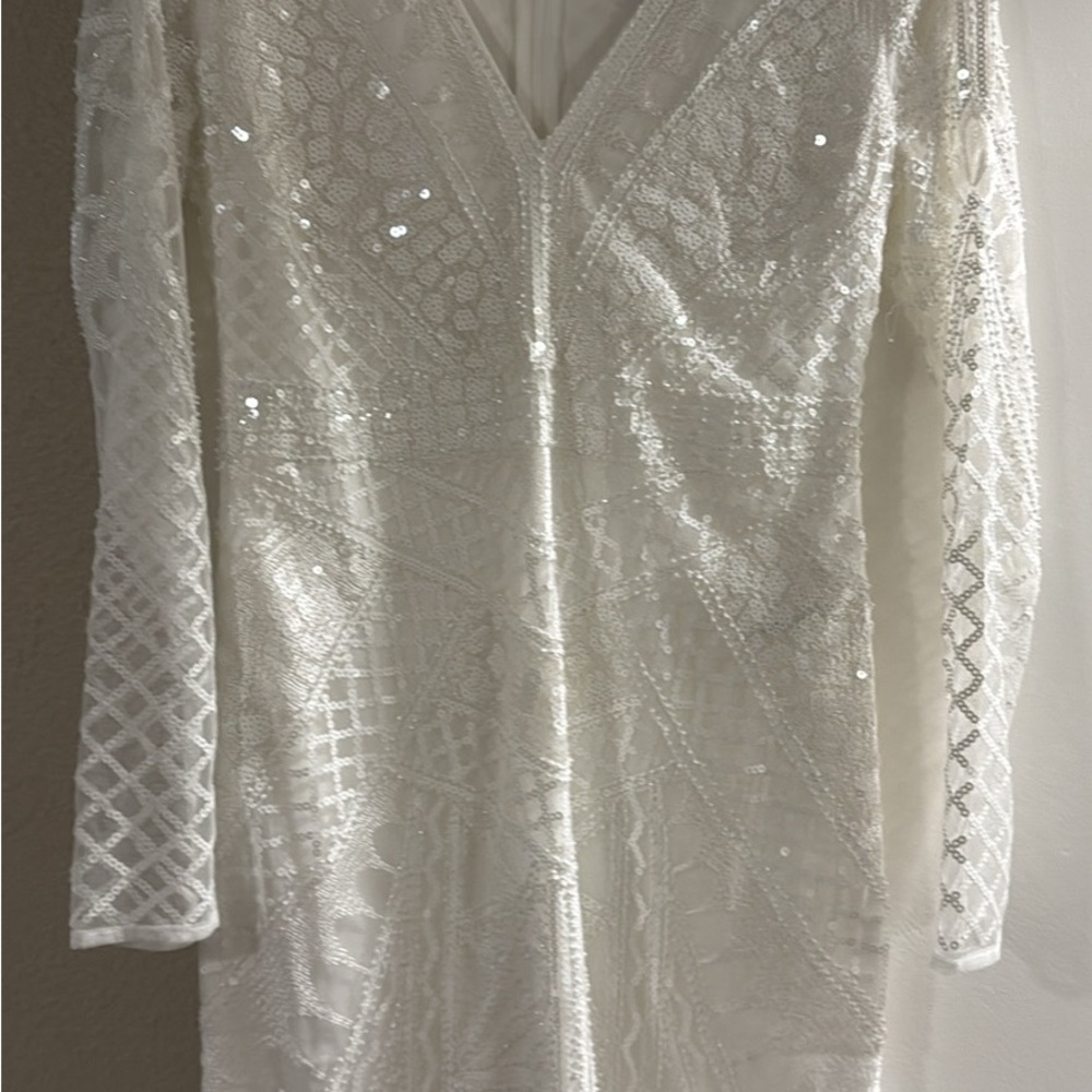 Minuet Petite White Sequin Dress